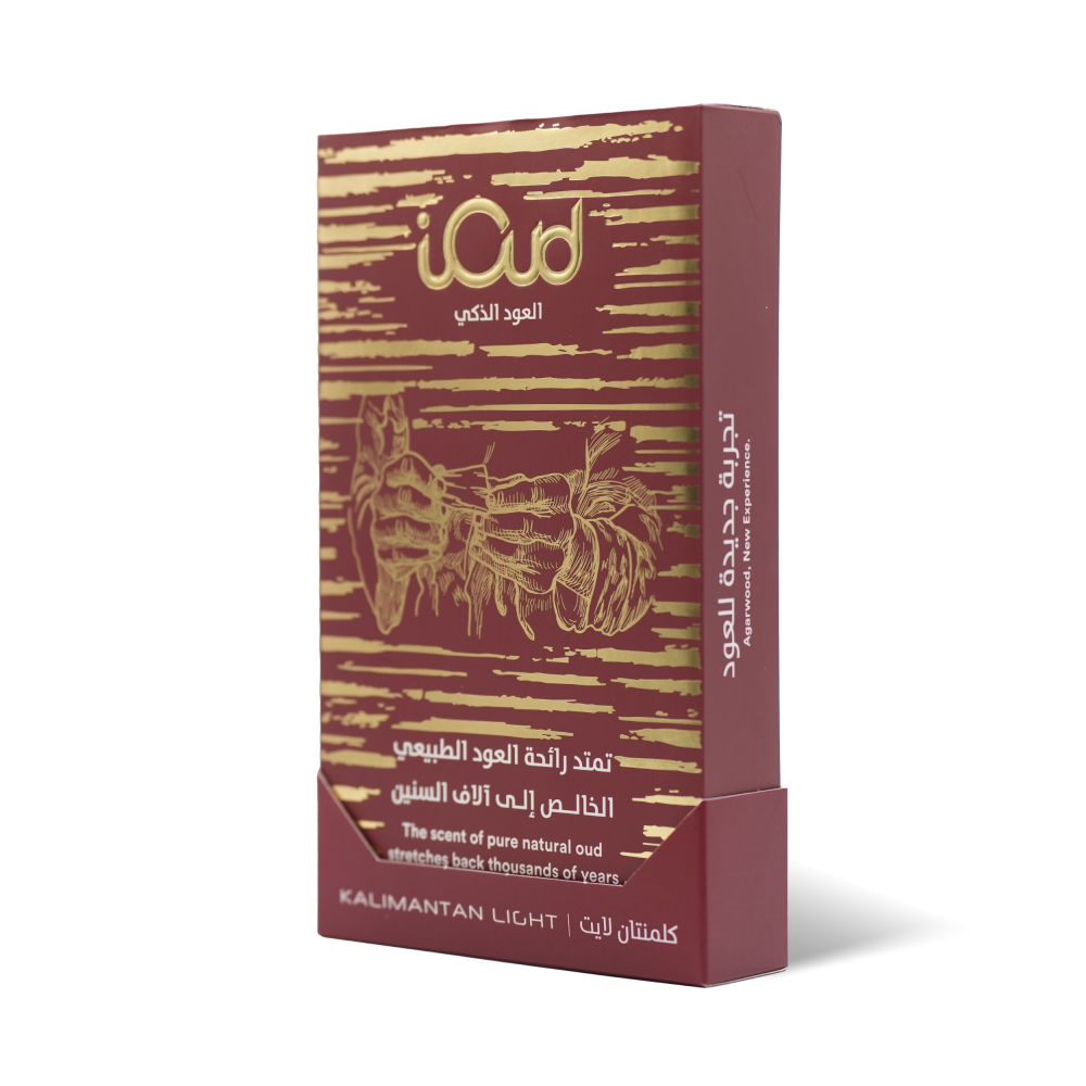 Pure, light Kalimantan light oud, rich and aromatic, in 12 pieces.